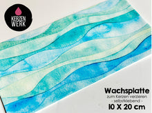 Lade das Bild in den Galerie-Viewer, Wachsplatte No.32 Wasserverlauf Türkis Blau Wellen 20 x 10cm Kerze selber machen
