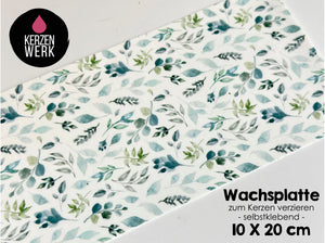 Wachsplatte No.33 Eukalyptus Blätter 20 x 10 cm - Kerze selbst verzieren - Kerze selber machen
