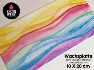 Wachsplatte No.36 Wellen Regenbogen 20 x 10 cm - Kerze selbst verzieren - Kerze selber machen