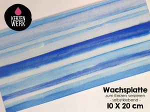 Wachsplatte No.38 Streifen blau 20 x 10 cm - Kerze selbst verzieren - Kerze selber machen