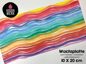 Wachsplatte No.41 Streifen bunt 20 x 10 cm - Kerze selbst verzieren - Kerze selber machen