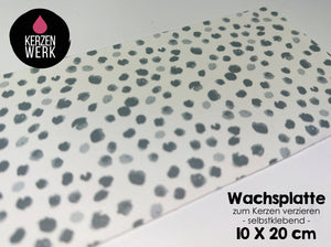 Wachsplatte No.46 Punkte Graublau 20 x 10 cm - Kerze selbst verzieren - Kerze selber machen