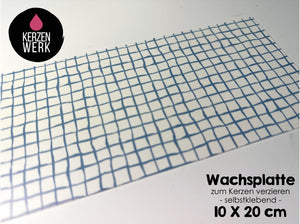 Wachsplatte No.47 Netz kariert Graublau 20 x 10 cm - Kerze selbst verzieren - Kerze selber machen