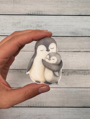 Wachsdekor Mama und Kind Pinguin No. 225 | Kerze Geburt Geburtstag | Kerze Taufe selber machen
