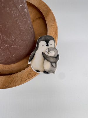 Wachsdekor Mama und Kind Pinguin No. 225 | Kerze Geburt Geburtstag | Kerze Taufe selber machen