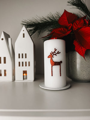 Wachsdekor schwarzes Reh Hirsch modern mit Geweih No.82 | Weihnachtskerze selber machen | Adventskerze modern