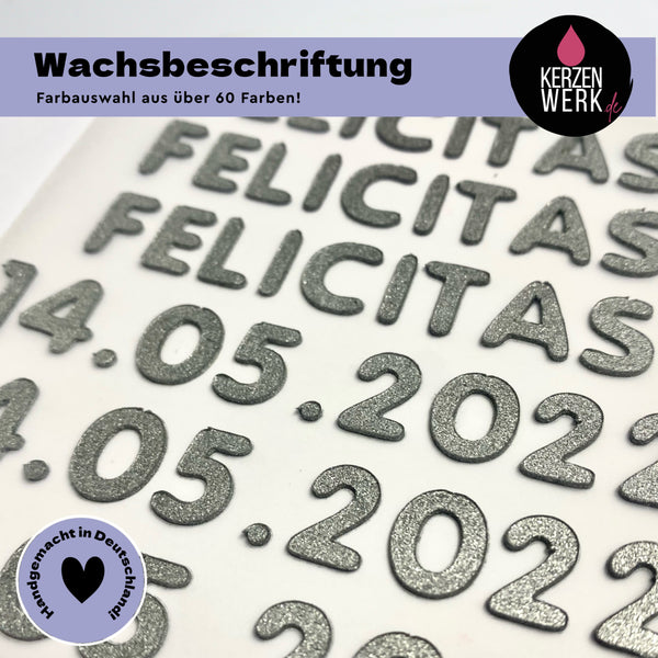 Wachsbuchstaben No.1 | DRUCKSCHRIFT | Schrift Wachs | Wachsschrift Kerze | Kommunionkerze | Taufkerze