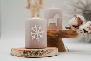 Weihnachtskerze Schneeflocke | Adventskerze