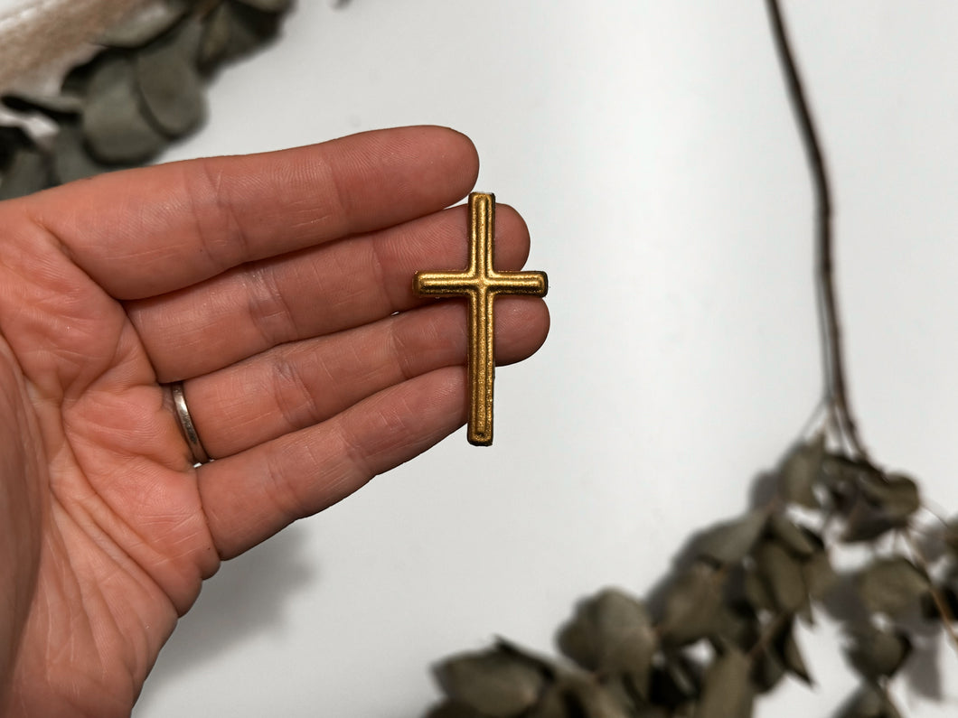 Kleines Kreuz gold- Wachsdekor No.123