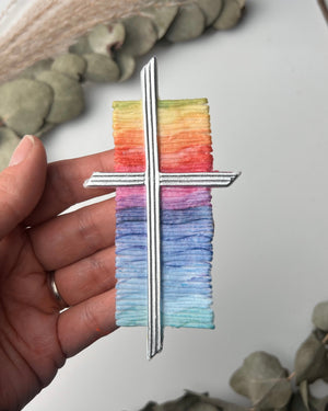 Kreuz Regenbogenwellen - Wachsdekor No.66