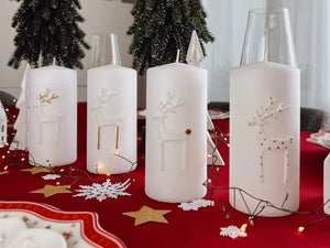 Adventskerzen-Set Elche | Klassische Kollektion | weiß, gold/weiß