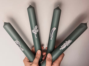 Adventskerzen-Set Stabkerzen Zweige | Klassische Kollektion | graugrün