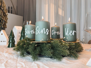 Adventskerzen-Set Eins Zwei Drei Vier | Klassische Kollektion | graugün/schwarz