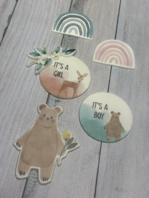 Wachsdekor Runder Kreis Rehkitz It's a Girl No.33 | Kerze Geburt | Kerze Babyparty selber machen