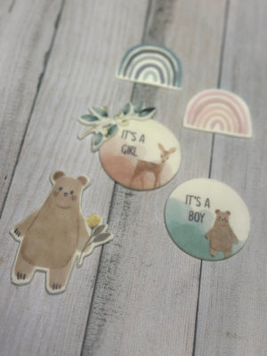 Wachsdekor Bär mit Blume No.1 | Taufkerze, Geburtstagskerze selber machen