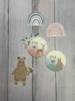 Wachsdekor Runder Kreis Bär Teddy It's a Boy No.33 | Kerze Geburt | Kerze Babyparty selber machen