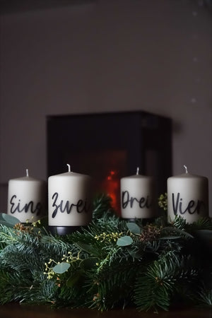 Adventskerzen Set Eins Zwei Drei Vier | Klassische Kollektion | Greige