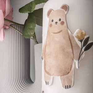 Wachsdekor Bär mit Blume No.1 | Taufkerze, Geburtstagskerze selber machen