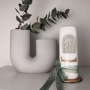 Regenbogen Grau-Grün No.5 | Taufkerze selber machen