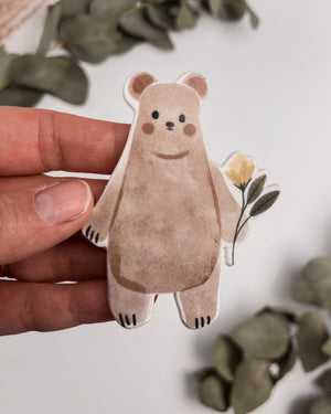 Wachsdekor Bär mit Blume No.1 | Taufkerze, Geburtstagskerze selber machen