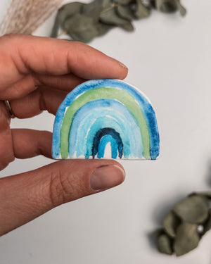 Regenbogen Blau Aquarell | Wachsdekor No. 10 | Taufkerze selber machen | Kommunionkerze selber machen