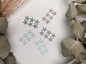 Sterne Set Grau-Grün-Blautöne | Wachsdekor No. 31 | Taufkerze selber machen | Kommunionkerze selber machen | Hochzeitskerze selber machen