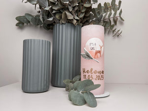 Wachsdekor Runder Kreis Rehkitz It's a Girl No.33 | Kerze Geburt | Kerze Babyparty selber machen