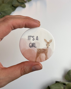 Wachsdekor Runder Kreis Rehkitz It's a Girl No.33 | Kerze Geburt | Kerze Babyparty selber machen