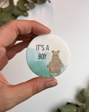 Wachsdekor Runder Kreis Bär Teddy It's a Boy No.33 | Kerze Geburt | Kerze Babyparty selber machen