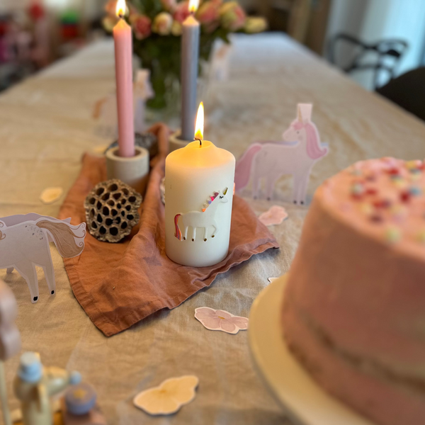 Wachsdekor EInhorn bunt No.59 | Geburtstagskerze selber machen