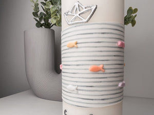 Schiff Papierschiff silber | Wachsdekor No. 18 | Taufkerze selber machen | Kommunionkerze selber machen