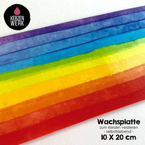 Wachsplatte No.11 Regenbogen 20 x 10 cm - Kerze selbst verzieren - Kerze selber machen