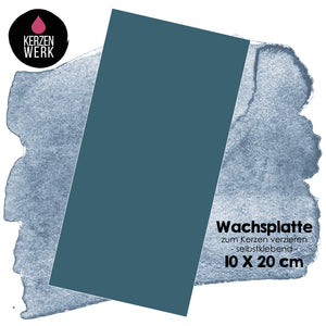 Wachsplatte Blaugrün 20 x 10 cm