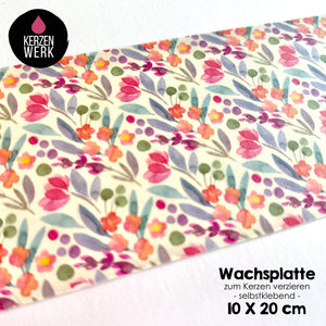 Wachsplatte No.27 Blumen 20 x 10 cm - Kerze selbst verzieren - Kerze selber machen