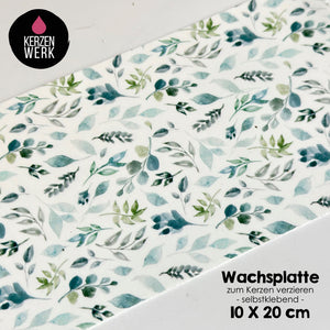 Wachsplatte No.33 Eukalyptus Blätter 20 x 10 cm - Kerze selbst verzieren - Kerze selber machen