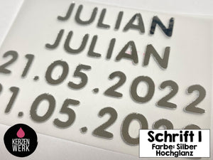 Wachsbuchstaben No.1 | DRUCKSCHRIFT | Schrift Wachs | Wachsschrift Kerze | Kommunionkerze | Taufkerze