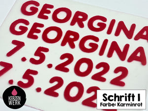 Wachsbuchstaben No.1 | DRUCKSCHRIFT | Schrift Wachs | Wachsschrift Kerze | Kommunionkerze | Taufkerze