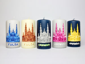 Kerze Fuldaer Dom | Graue Kerze + Pinker Dom