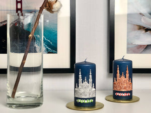 Kerze Fuldaer Dom | Blaue Kerze + Grauer Dom