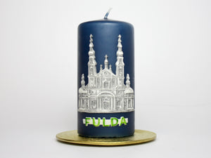 Kerze Fuldaer Dom | Blaue Kerze + Grauer Dom