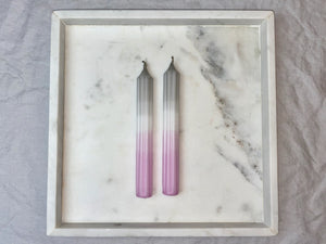 Rillen-Stabkerzen 2 Stück | Grau-Rosa